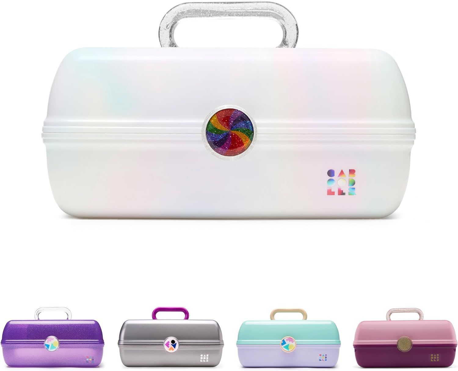 Caboodles On-The-Go Girl Makeup Box, White Opal, Hard Plastic Makeup Organizer Box, Built-In Mirr... | Amazon (US)
