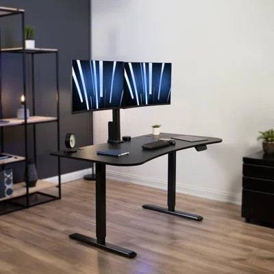 VIVO 63" x 32" Electric Stand Up Desk with Motorized Dual Monitor Mount, DESK-KIT-SET1B | Wayfair North America