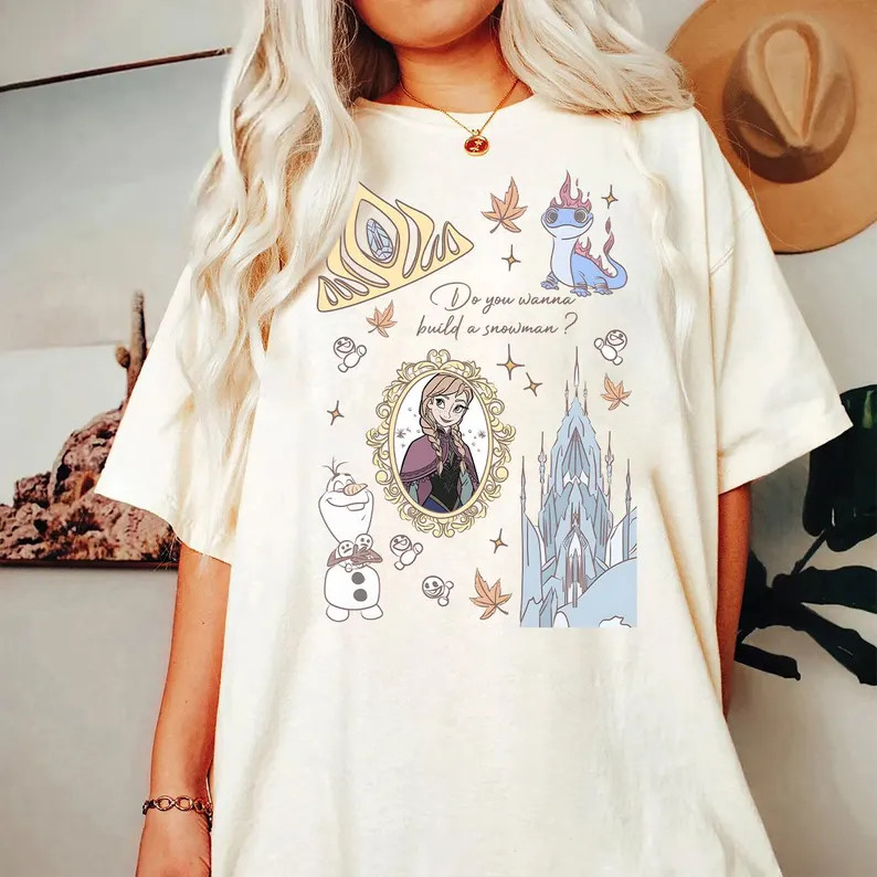Retro Frozen Anna Princess Coquette Bow Portrait Do You Wanna Build a Snowman Shirt, Elsa Disney ... | Etsy (US)