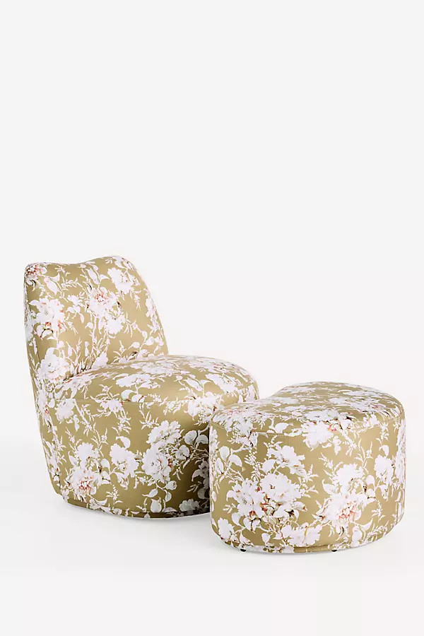 Joanie Floral Ottoman | Anthropologie (US)