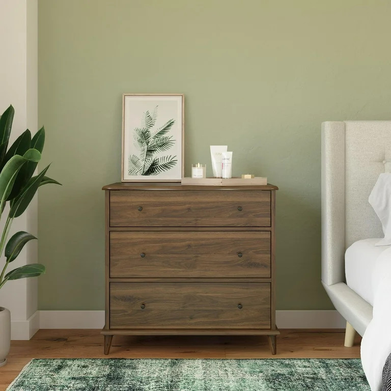 Ameriwood Home Farnsworth 3 Drawer Dresser, Walnut | Walmart (US)
