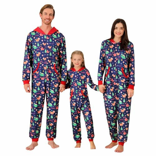 Weixinbuy Family Christmas Loungewear Pajamas Set Holiday Santa Claus Sleepwear Xmas PJS Set for Couples Men Women Loungewear - Dinosaurs, Women/L | Amazon (US)