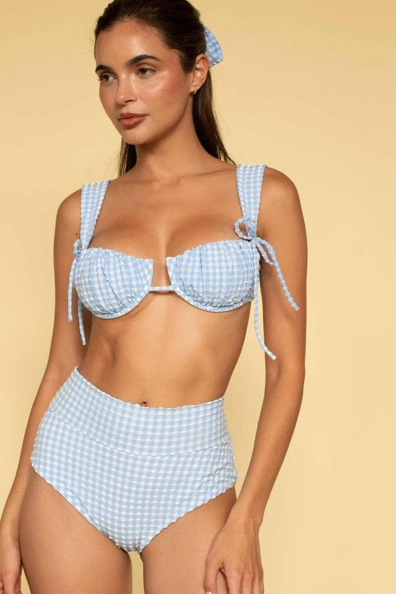 Peri Micro Gingham Petal (Wide Straps) Bikini Top | Montce