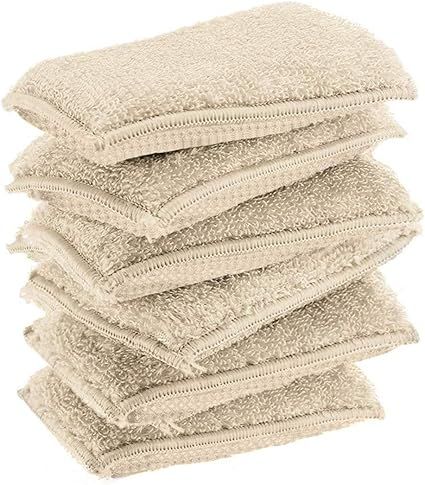 KMAKII Bamboo Kitchen Sponges Dish Sponges Natural Cleaning Sponges Beige 6 Pack | Amazon (US)