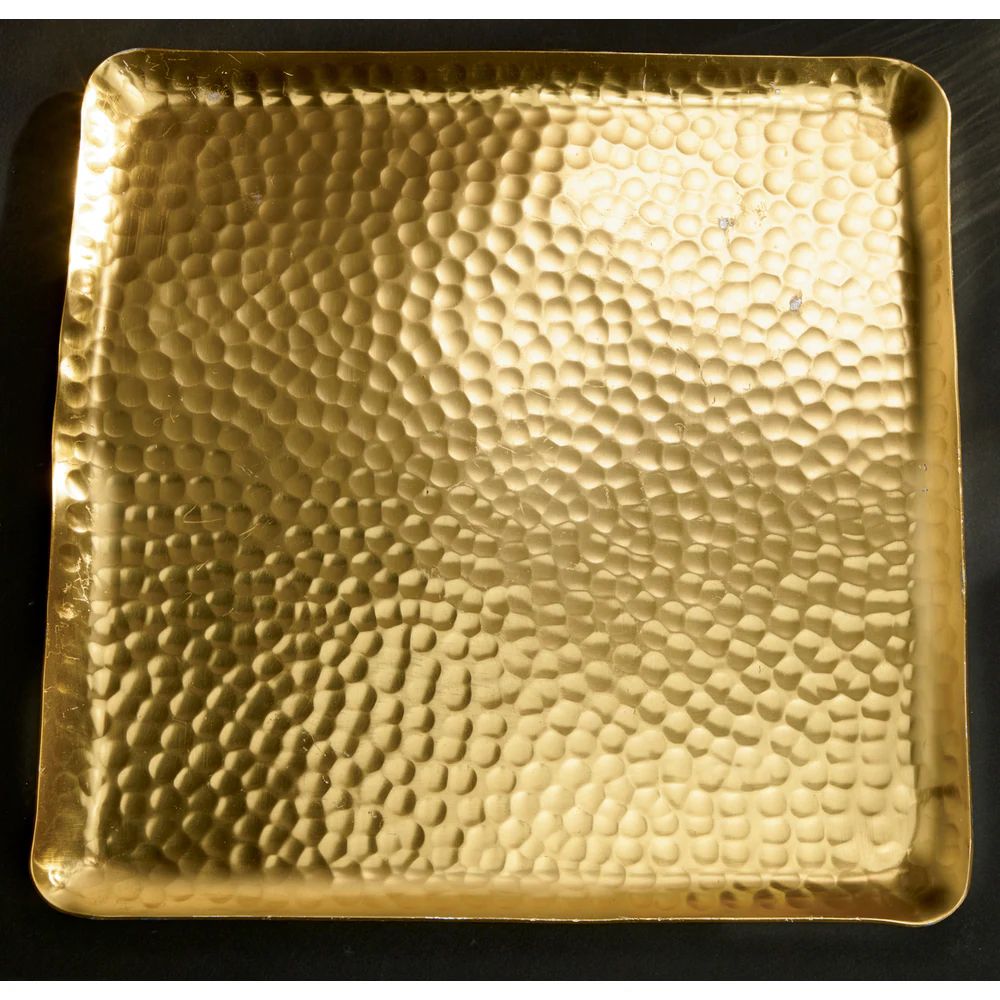 12" Gilded Square Hammered Tray | Bed Bath & Beyond