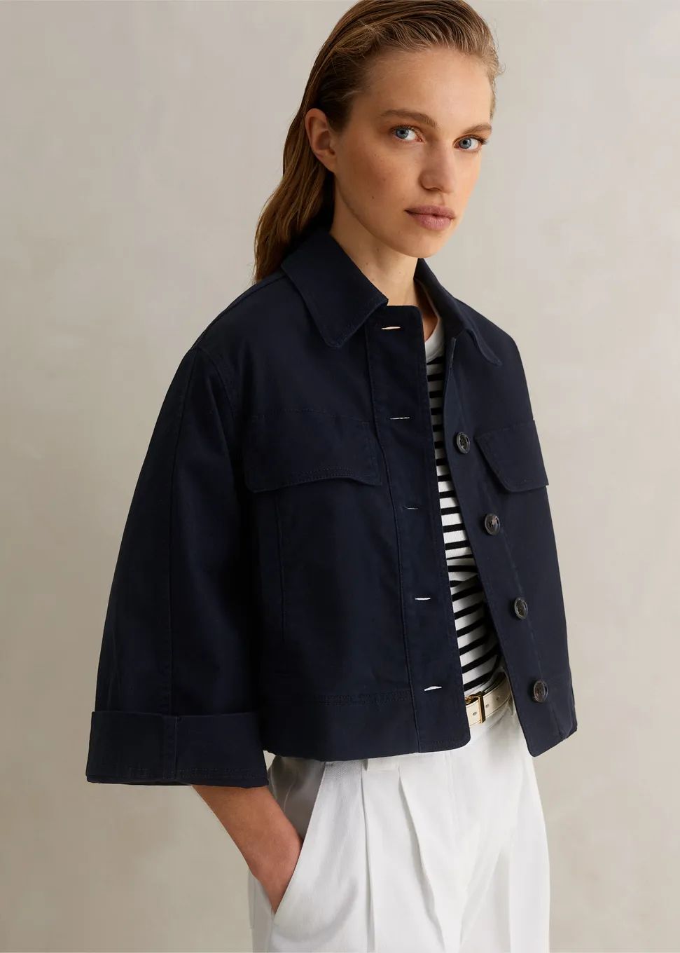 Cotton Twill Casual Swing Jacket | ME+EM US