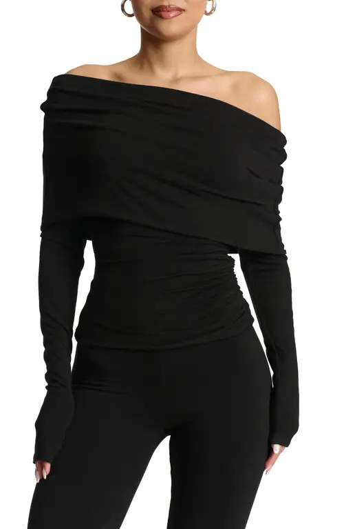 Naked Wardrobe Off the Shoulder Top in Black at Nordstrom, Size Large | Nordstrom