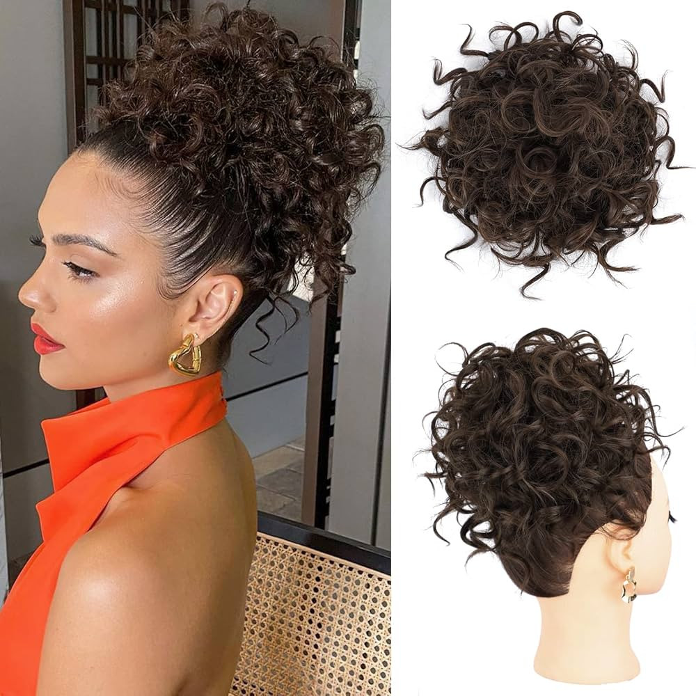 Lommel Messy Bun Hair piece for Women, Elastic Drawstring Loose Wave Curly Scrunchies Ponytail Ex... | Amazon (US)