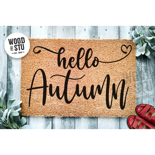 Hello Autumn Door Mat | Heart Fall Doormat | Welcome Mat | Fall Decor Door Mat | Fall Autumn Deco... | Walmart (US)