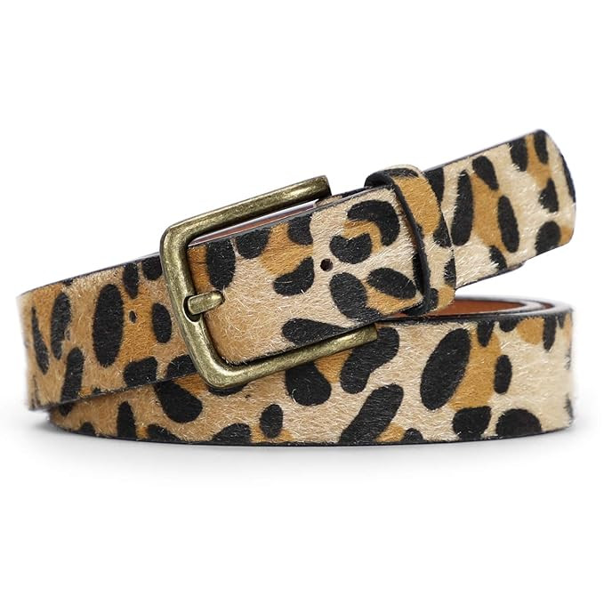 JASGOOD Leopard Print Leather Belt for Women Jeans Pants Waist Belt for Dresses | Amazon (US)