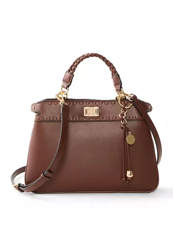 Top Handle Turn Lock Double Compartment Satchel Bag | Belk