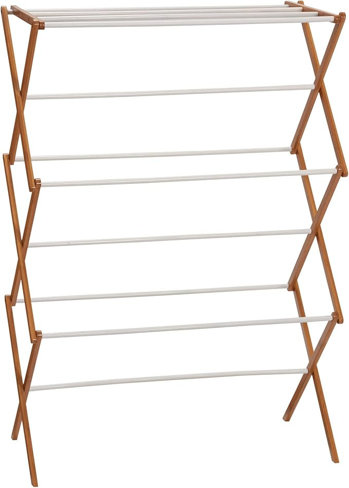 Household Essentials Bamboo Folding Clothes Drying Rack | White Finish, 11 Dowels & Flat Drying S... | Amazon (US)