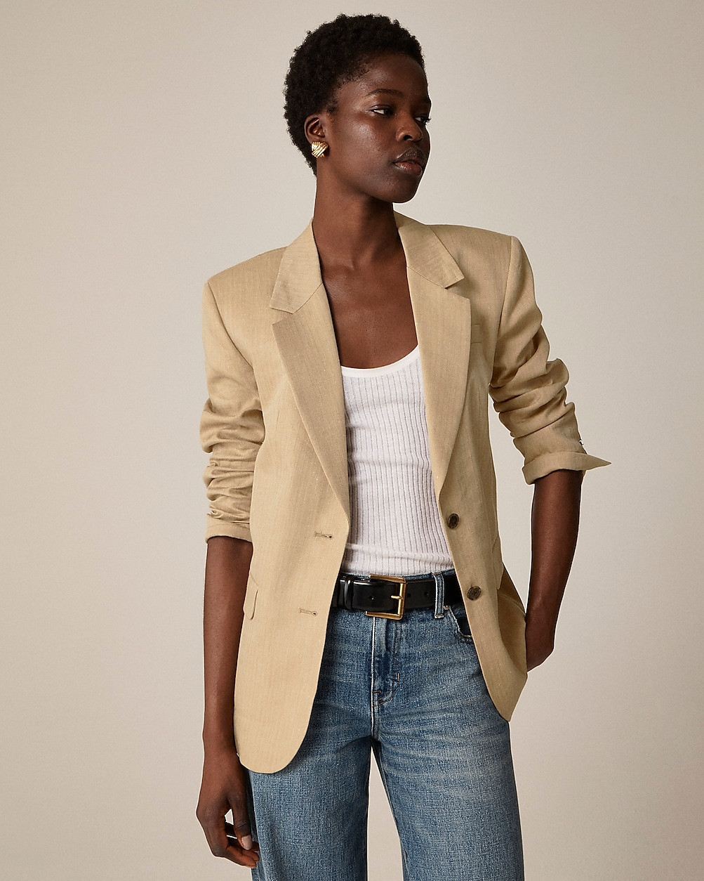 Classic two-button blazer in herringbone linen blend | J. Crew US