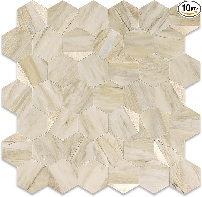 10-Sheet Heavy-Duty Hexagon Peel and Stick Backsplash, Thick Waterproof &Heat Resistant Stick on ... | Amazon (US)