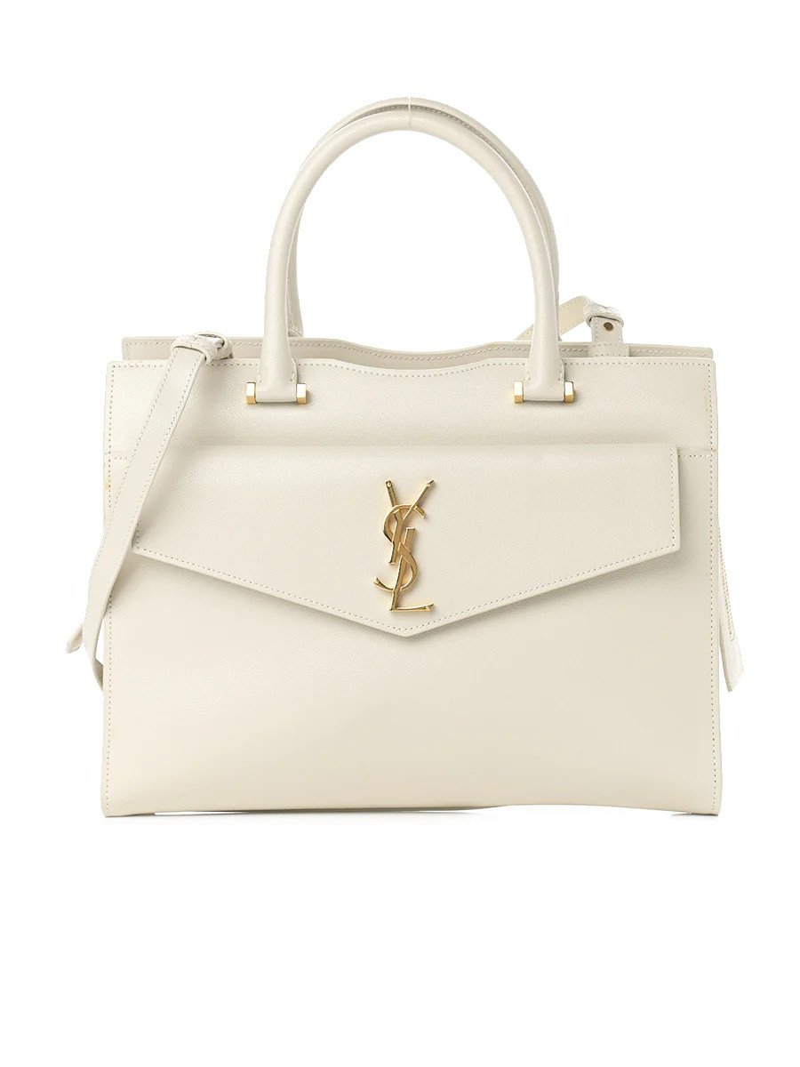 Uptown Medium Tote Grain De Poudre Embossed in Blanc Vintage | COSETTE (global)