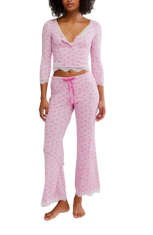 Free People Stolen Dance Pajamas in Candy Lilac Combo at Nordstrom, Size X-Small | Nordstrom
