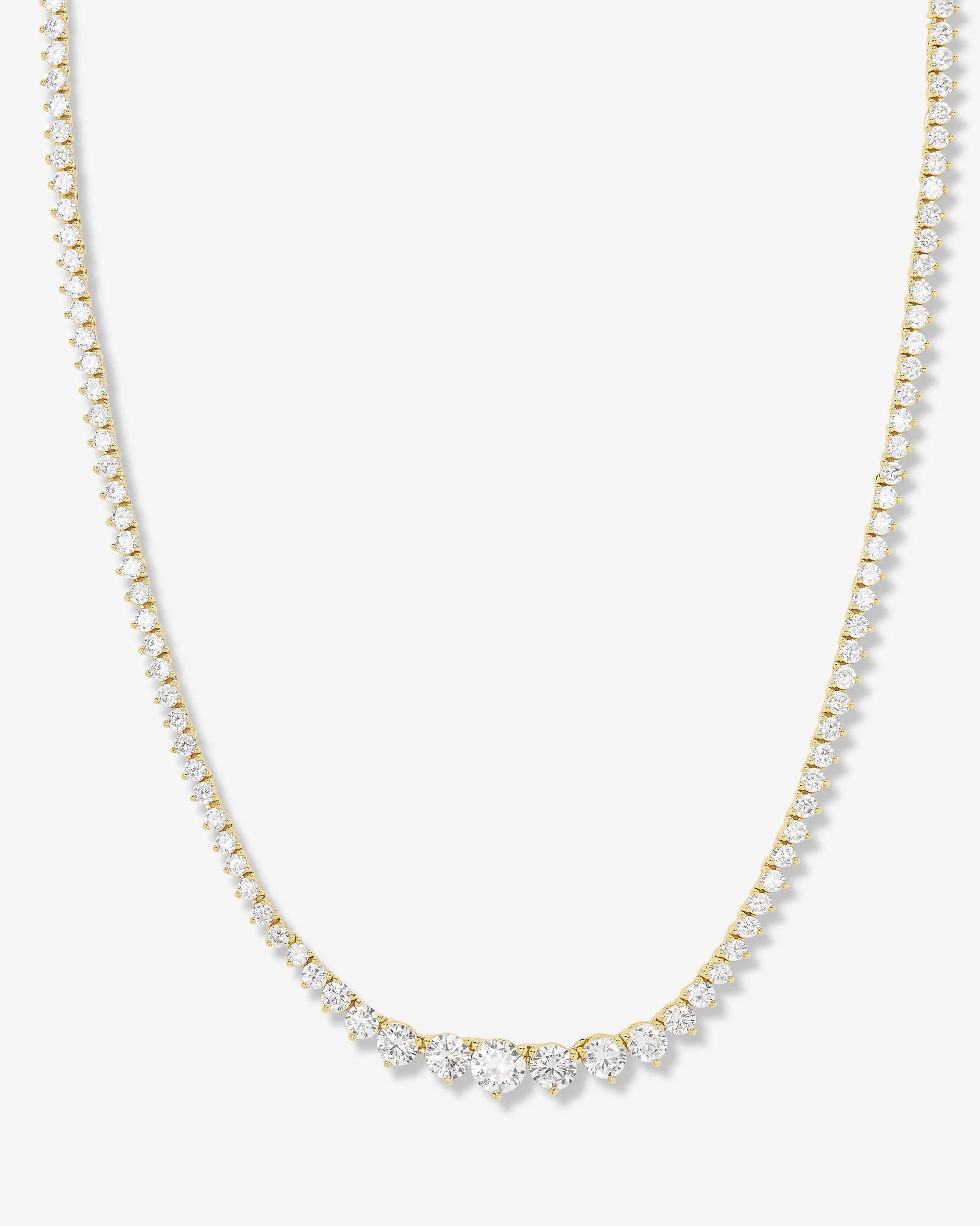 Not Your Basic Graduated Samantha Tennis Necklace - Gold|White Diamondettes | Melinda Maria Jewelry