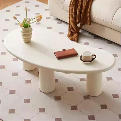 Nordic cashew nut-shaped coffee table, modern simple wabi-sabi style cream-colored small coffee table, small living room coffee table | Wayfair North America