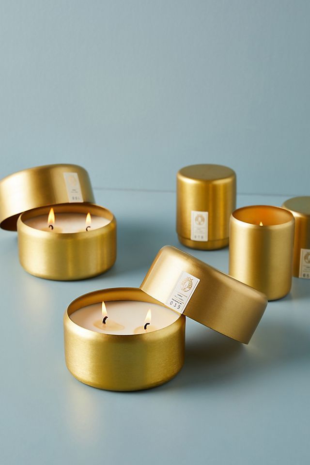 Candlefish Molded Metal Two-Wick Candle | Anthropologie (US)