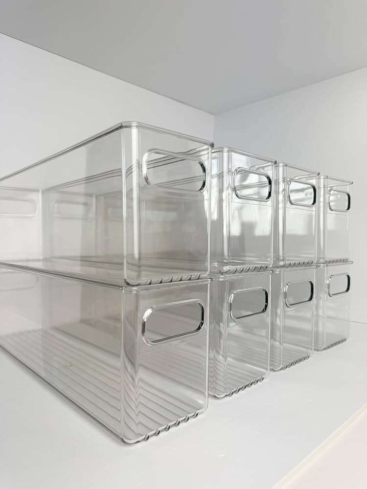 Clear Plastic Organization Bin - (16" L x 4" W x 5" H) 8 pack | Amazon (US)