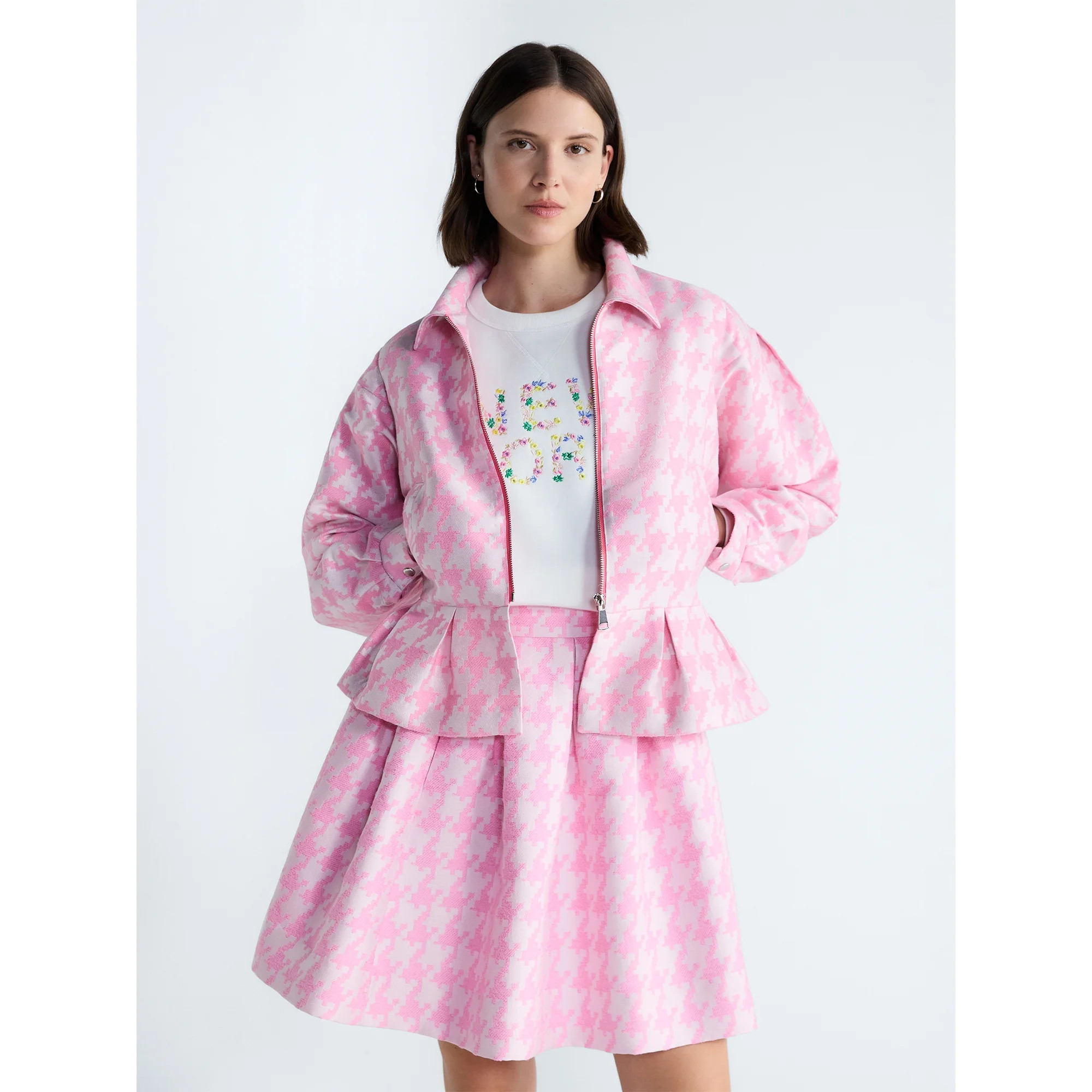 Free Assembly Women's and Women's Plus Houndstooth Peplum Jacket, Sizes XS-4X | Walmart (US)