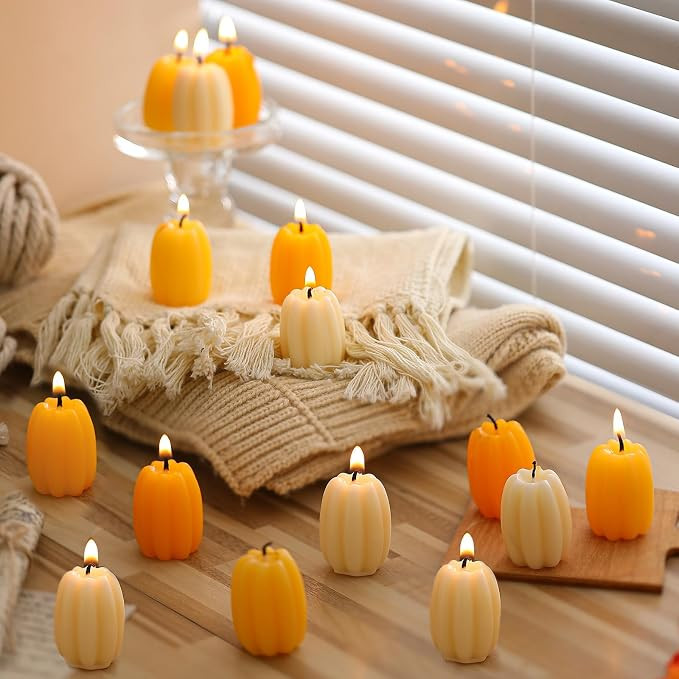 Conelist 12 Pcs Fall Pumpkin Shaped Candles Mini Pumpkin Votive Candles Thanksgiving Autumn Orang... | Amazon (US)