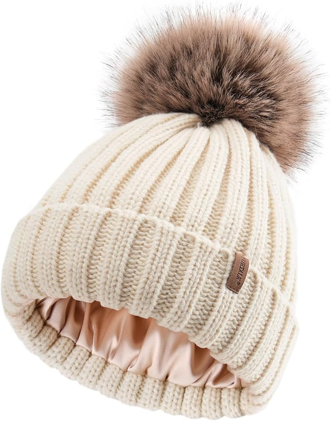FURTALK Toddler Beanie Satin Lined Baby Boys Girls Winter Hats Pom Pom Beanies for Kids | Amazon (US)