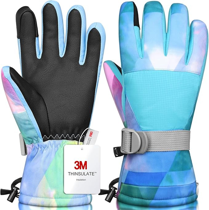 Ski Gloves,Winter Waterproof & Warm Snow Gloves for Parent Child Kids 3M Thinsulate -Skiing,Cycli... | Amazon (US)