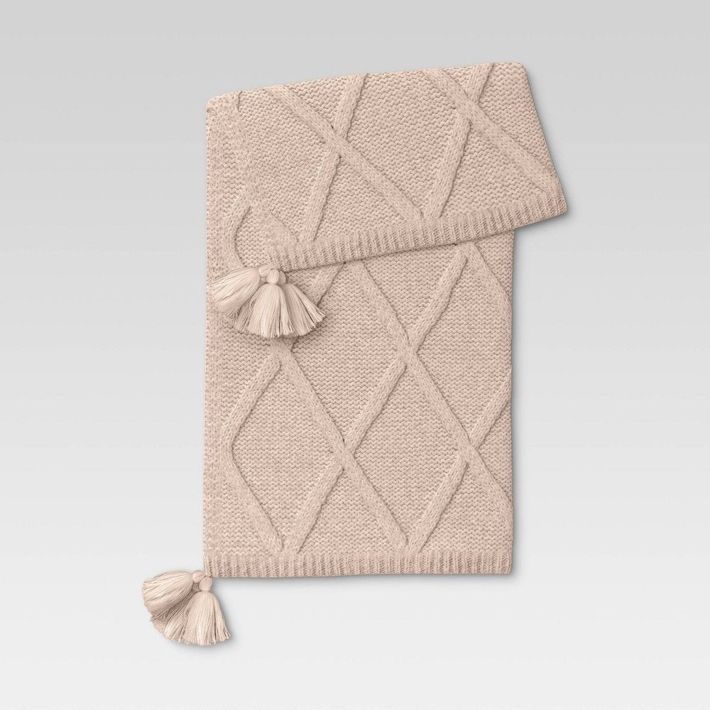Chunky Diamond Knit Throw Blanket Neutral - Threshold | Target