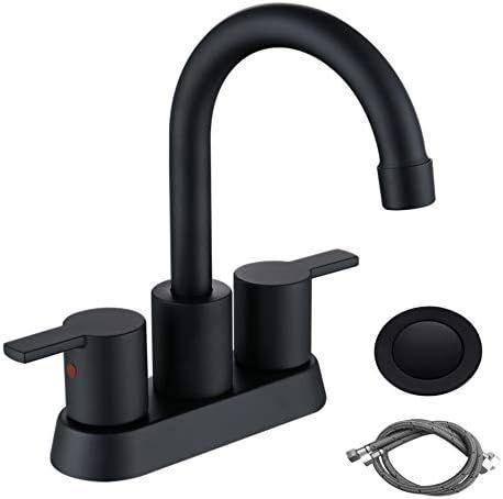 RKF Swivel Spout Two-Handle Centerset Bathroom Faucet Lavatory Faucet with pop-up Drain with Overflo | Amazon (US)