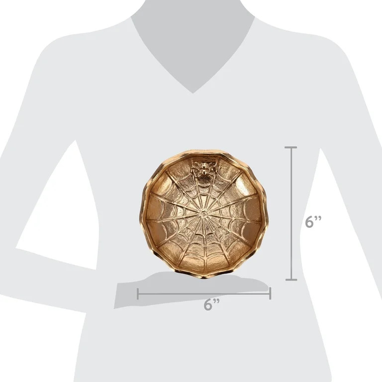 My Texas House Halloween Spiderweb Decorative Dish, Gold, 6" | Walmart (US)