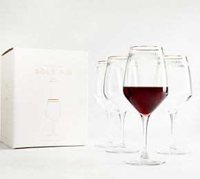 Etched Gold Rim Handcrafted Wine Glasses - Set of 4 | Pottery Barn (US)