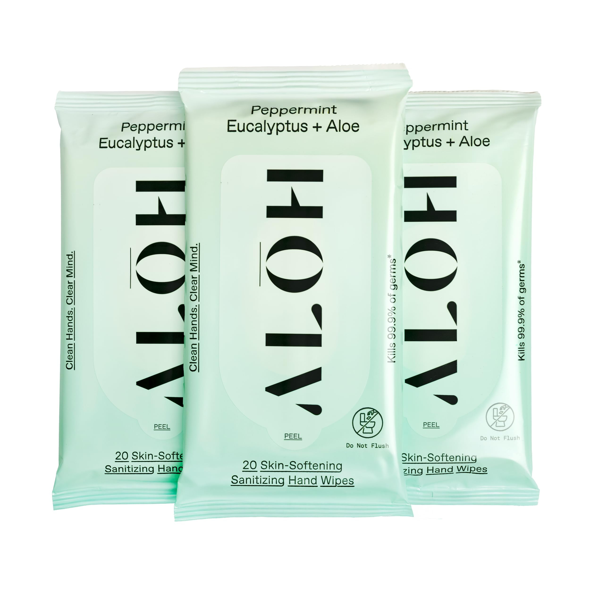 ALŌH Peppermint Eucalyptus + Aloe Sanitizing Hand Wipes - Clean Hands, Clear Mind On The Go Sani... | Amazon (US)