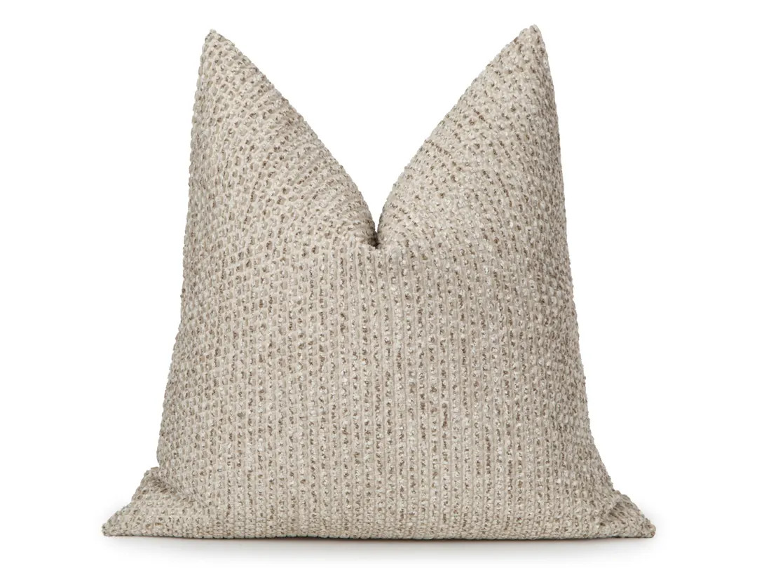 Earthy Beige Dotted Pillow Cover | Textured Euro Sham, Neutral Farmhouse Decor - Etsy | Etsy (US)