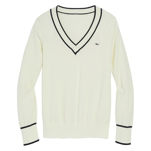 vineyard vines Women's Cotton Cashmere Heritage V-Neck Sweater, Marshmallow | Amazon (US)