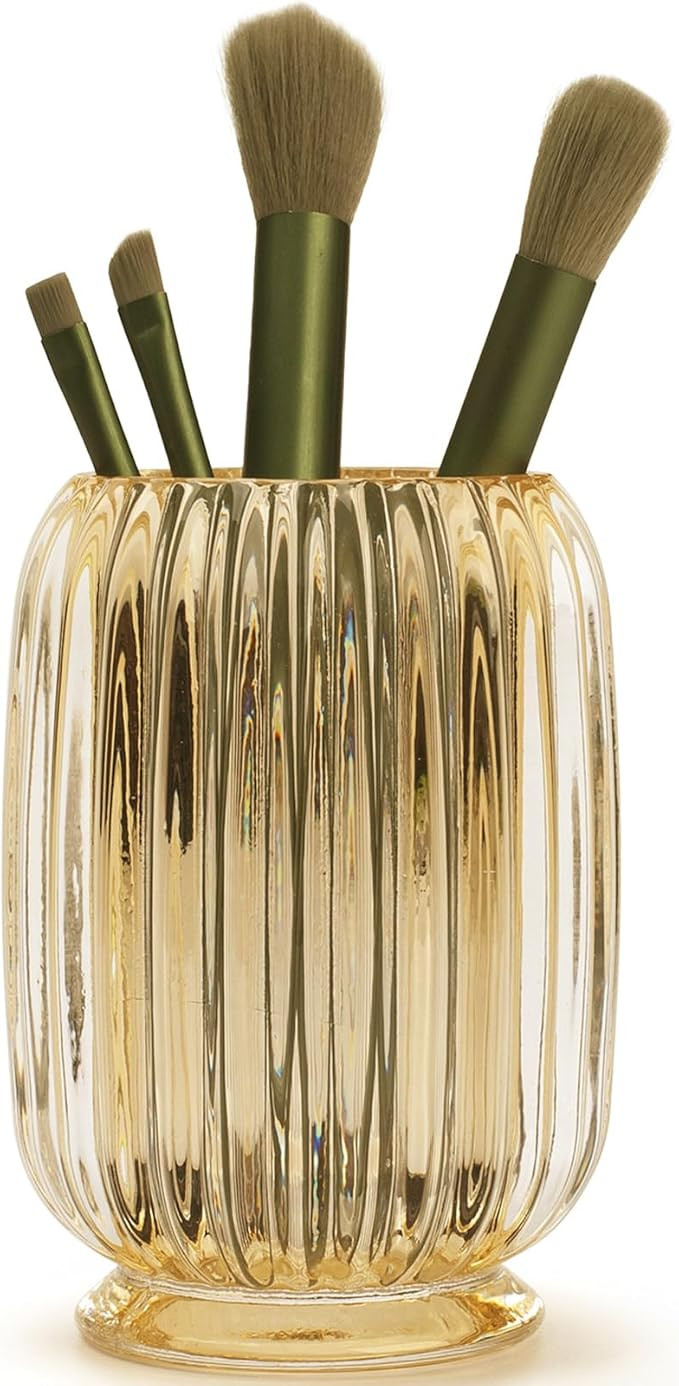 Makeup Brush Holder Organizer, Glass Cosmetic Makeup Brush Storage, Makeup Brush Cup, Pen Pencil ... | Amazon (US)