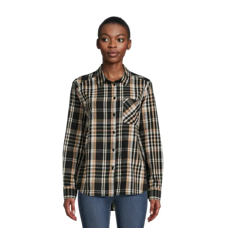 Time and Tru Women's Button Down Flannel Shirt, Sizes XS-3XL | Walmart (US)