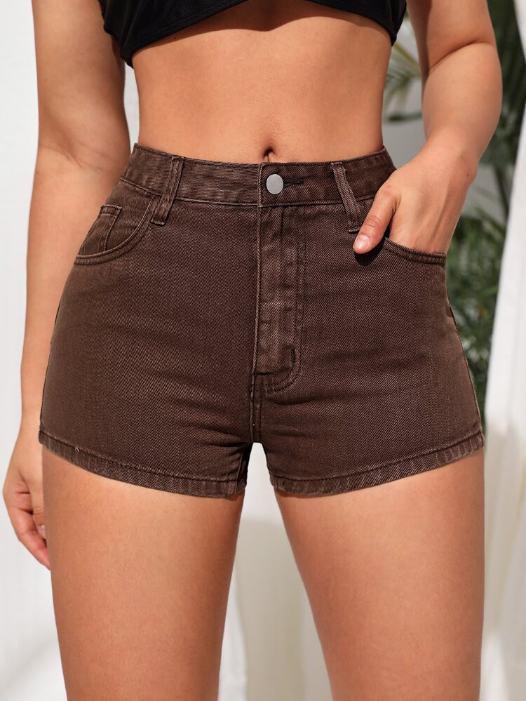 Solid Skinny Denim Shorts | SHEIN