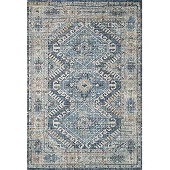 Loloi ll SKY-03 Skye Collection Classic Traditional Area Rug, 5'-0" x 7'-6", Denim/Natural | Amazon (US)