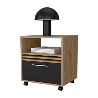 FONTOI Nightstands with 1 Drawer, Mobile Rolling Functional Bedside Table with Handle, Compact Side Table for Bedroom, Brown, 15.7"*18.9"*20.4" | Target