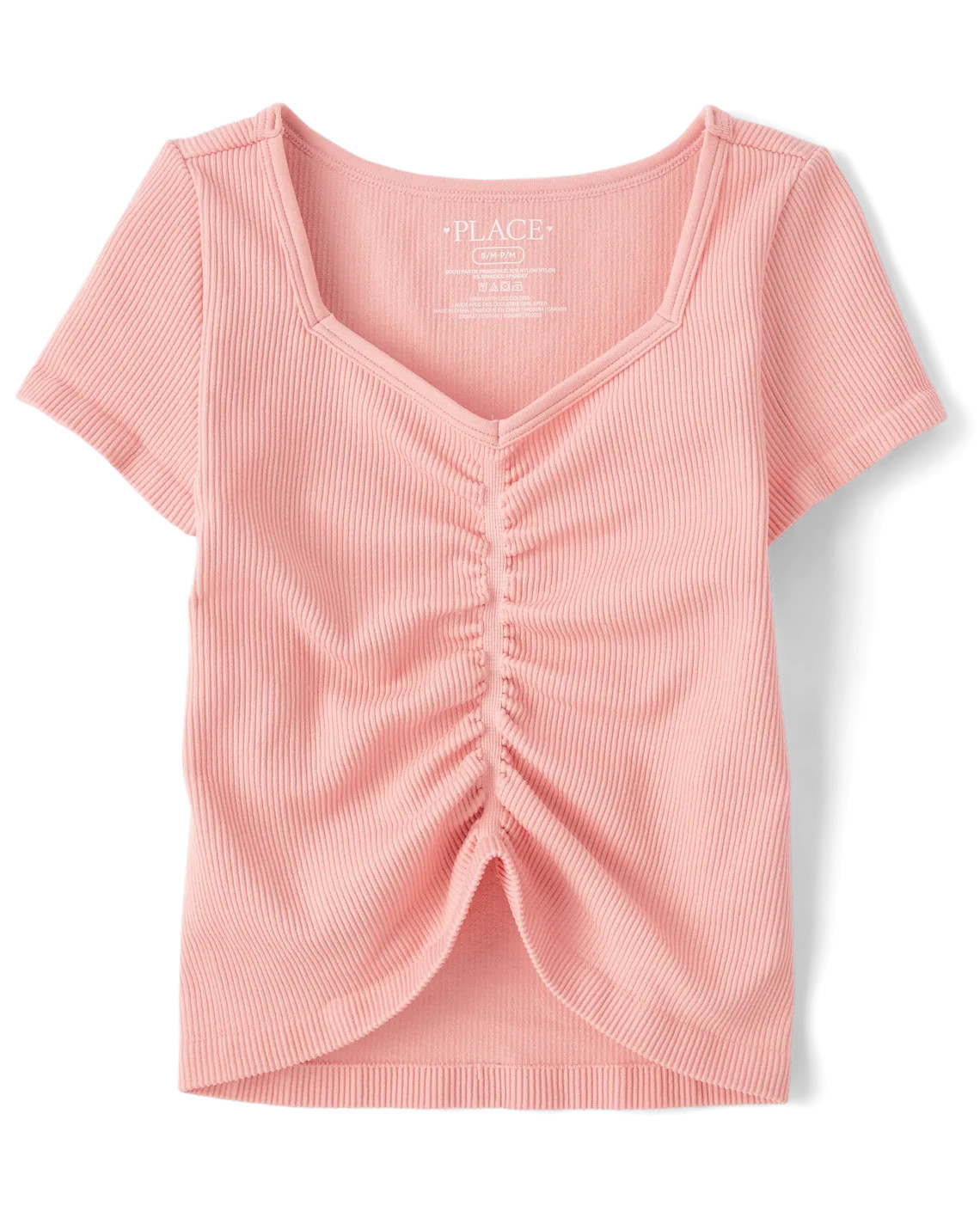 Girls Seamless Ribbed Ruched Top - pink | The Children's Place