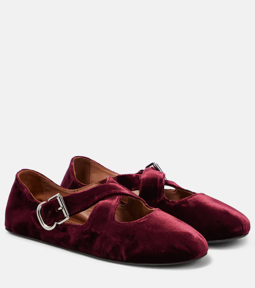 Alaïa Criss Cross velvet ballet flat | Mytheresa (UK)