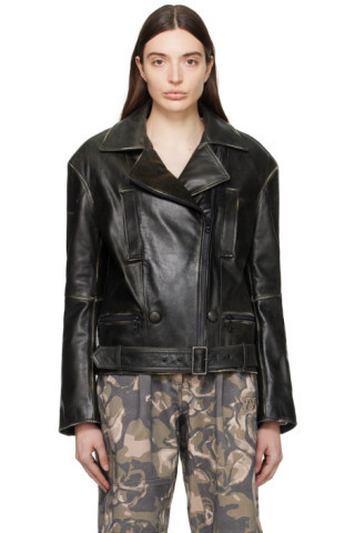 Brown Distressed Leather Jacket | SSENSE
