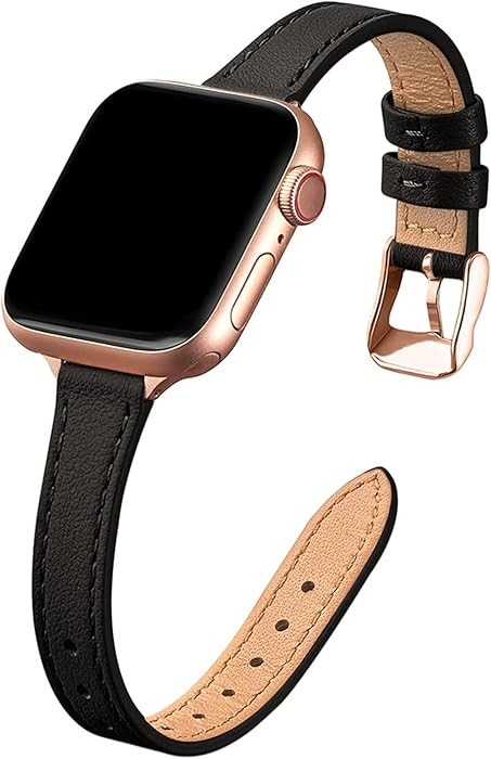 STIROLL Slim Leather Bands Compatible with Apple Watch Band 38mm 40mm 41mm 42mm(Series 11 10), To... | Amazon (US)