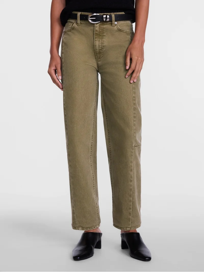 Scenario Women's and Women's Plus High Rise Barrel Jeans, 26", 28" Inseam, Sizes 0-28W | Walmart (US)