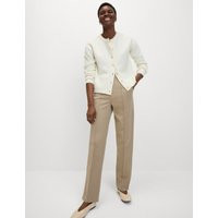 M&S Jersey Twill Straight Leg Ankle Grazer Trousers Neutral | Marks & Spencer (UK)