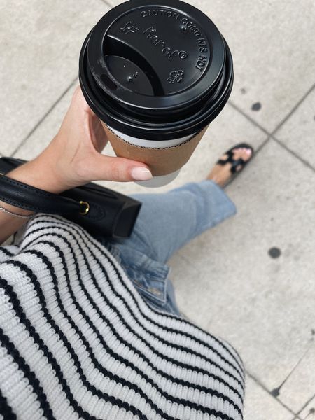 Striped half zip sweater 