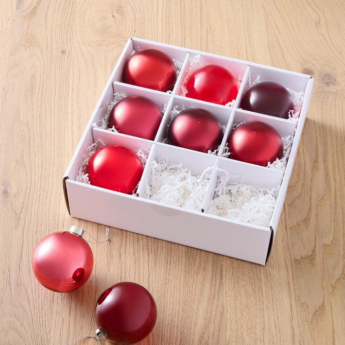 Medium Tonal Red Ornaments (Set of 9) | West Elm (US)