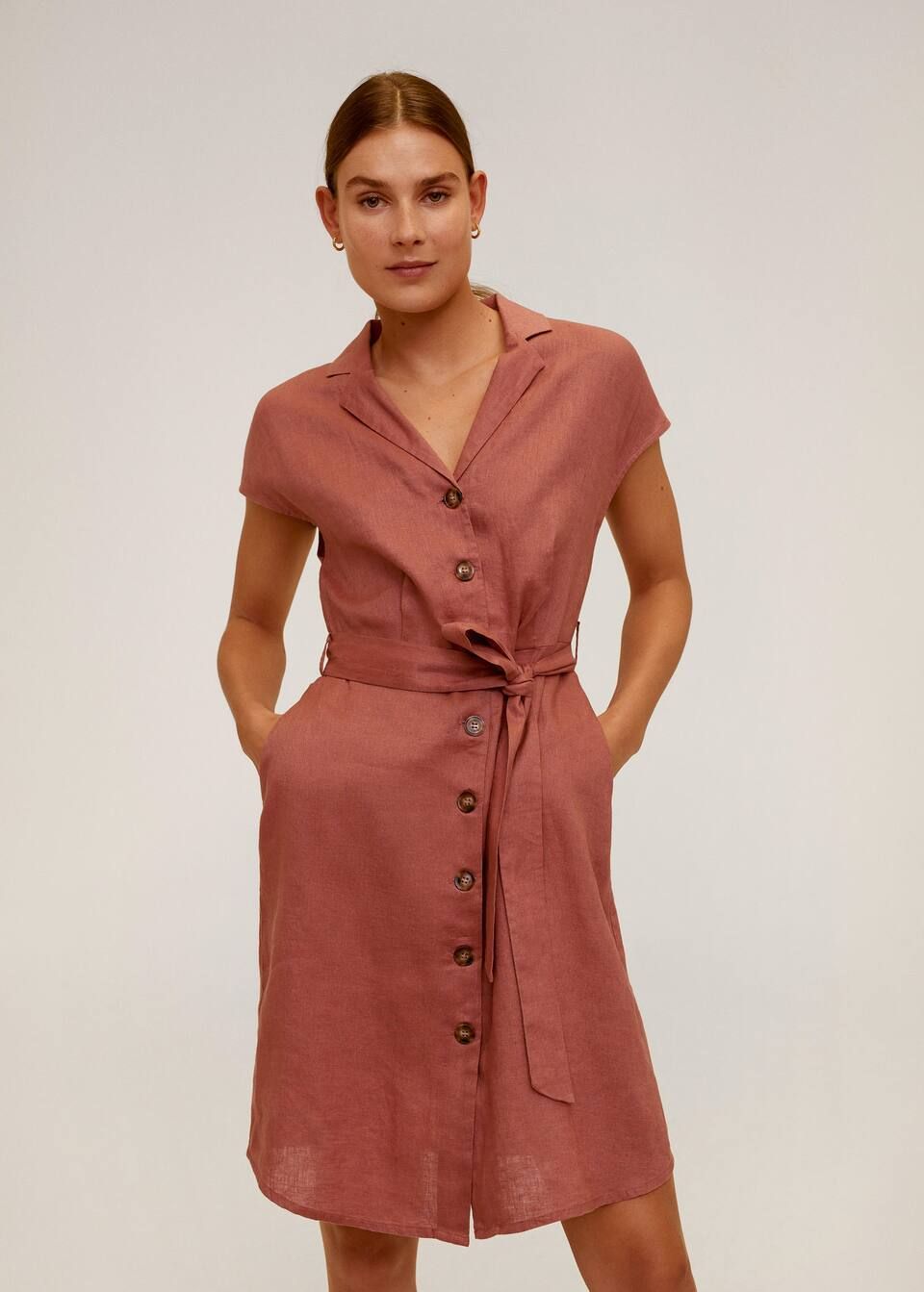 Belt linen dress | MANGO (US)