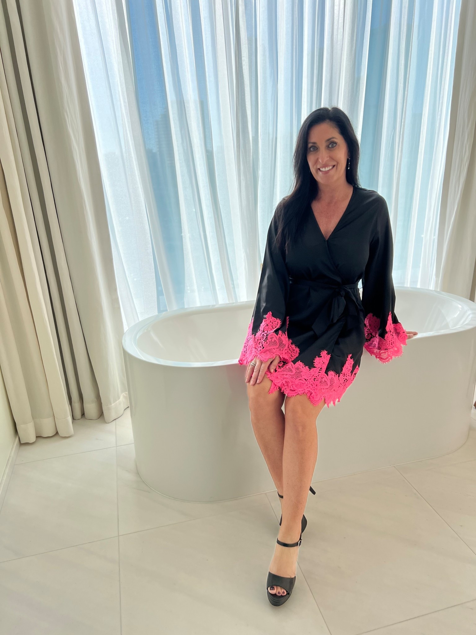 Anniversary dinner glam ✨🖤 Hot pink lace for a little extra sparkle 

#LTKStyleTip #LTKFindsUnder100 #LTKOver40